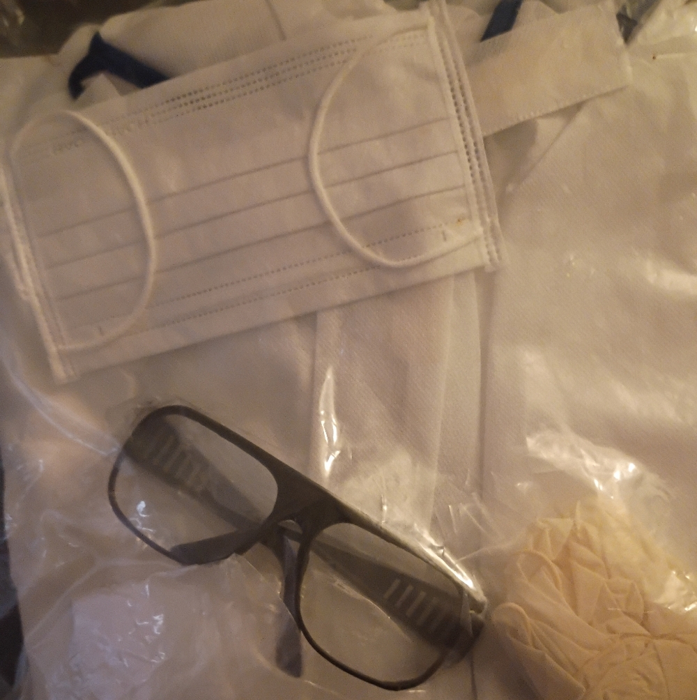 Protective Gear Set with Black Glasses and White Mask